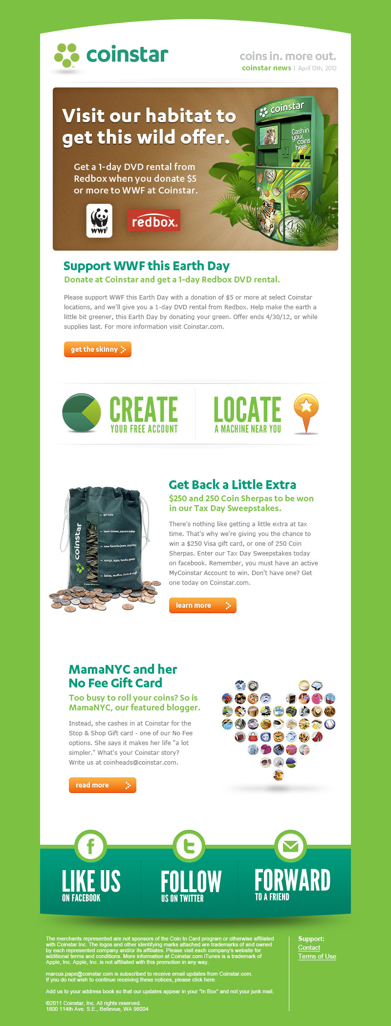 Coinstar Email Redesign